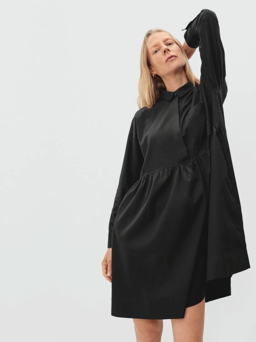 Everlane Black Long-Sleeve Shirt Dress